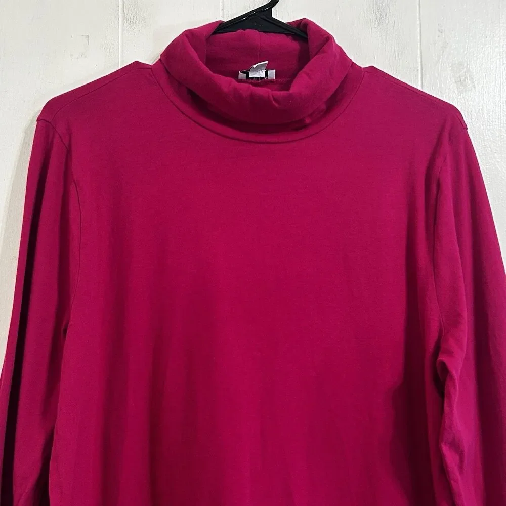 J.Crew Basic Turtleneck Berry Magenta Top Size XL Long Sleeve Soft Comfy Blouse